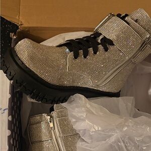 Dolls Kill Silver Combat Boots